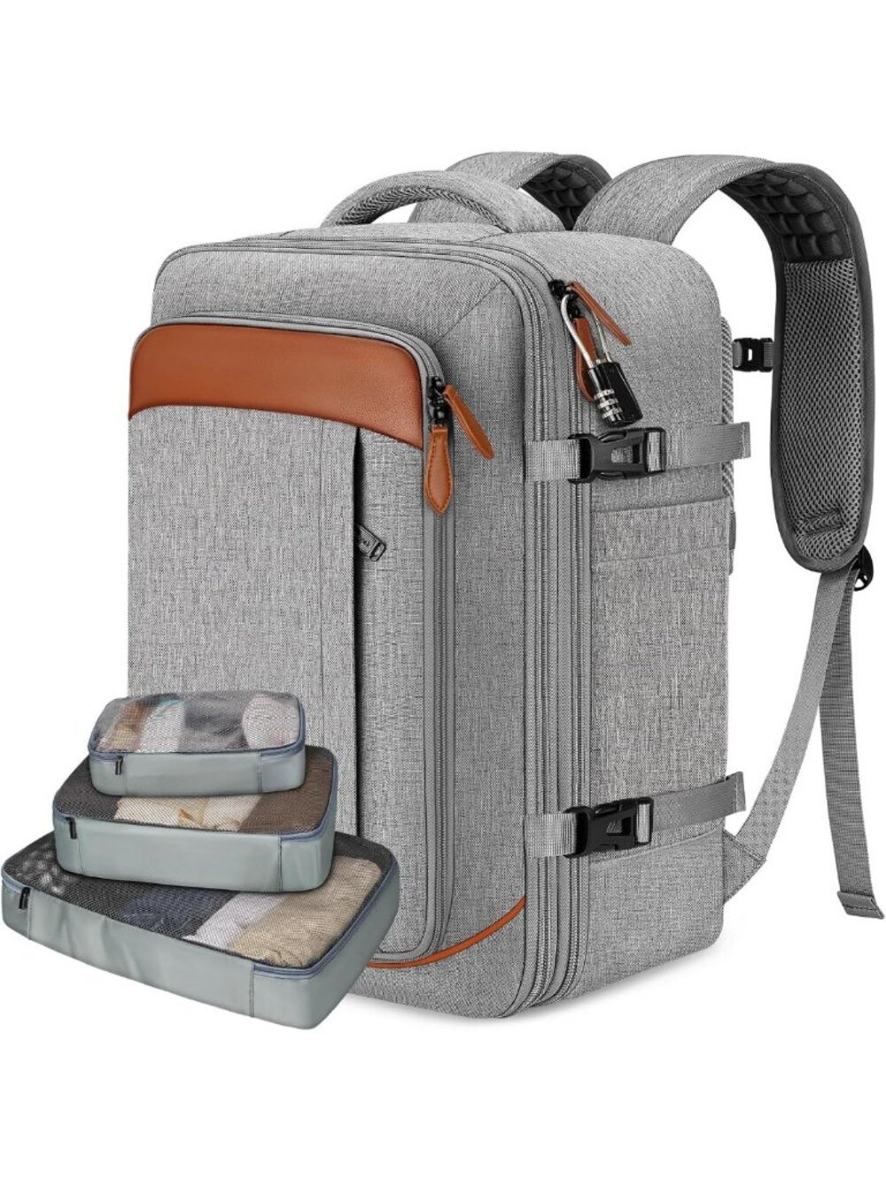 Expandable 40L Travel Backpack with Packing Cubes, Laptop Compartment & Shoe